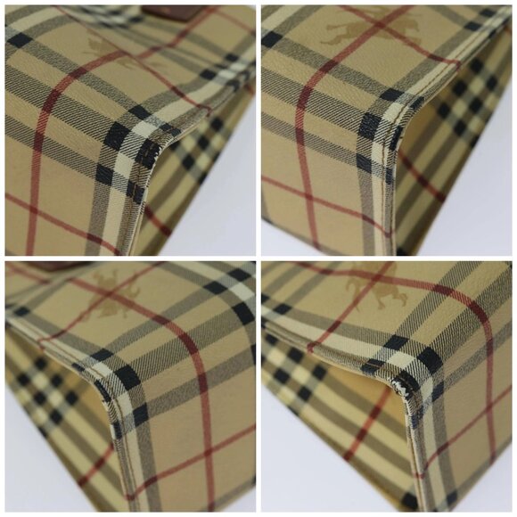BURBERRY Nova Check Hand Bag PVC Leather Beige Auth - Picture 16 of 16
